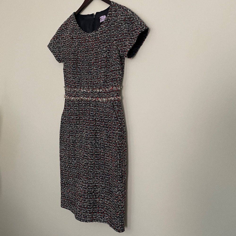 J.Crew Sz 2 Multi Navy Tweed Short Sleeve Dress w/ Pockets